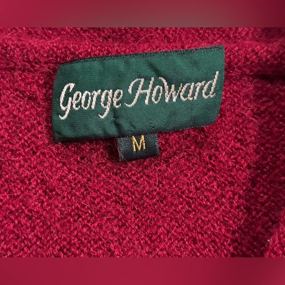 Mens Vintage George Howard Red Alpaca Sweater Vest Medium Preppy Luxury Grandpa - Picture 2 of 4